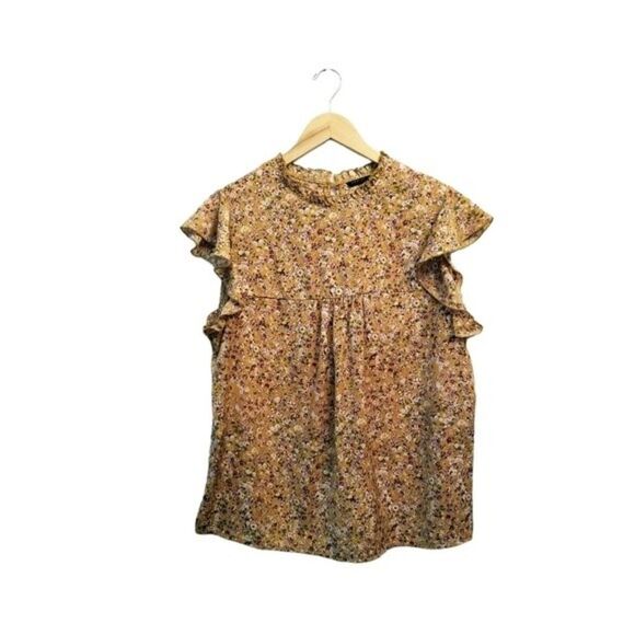 SHEIN Plus Frilled Neck Butterfly Sleeve Ditsy Floral Top Size 1X NWOT 8 0212 - Picture 5 of 8